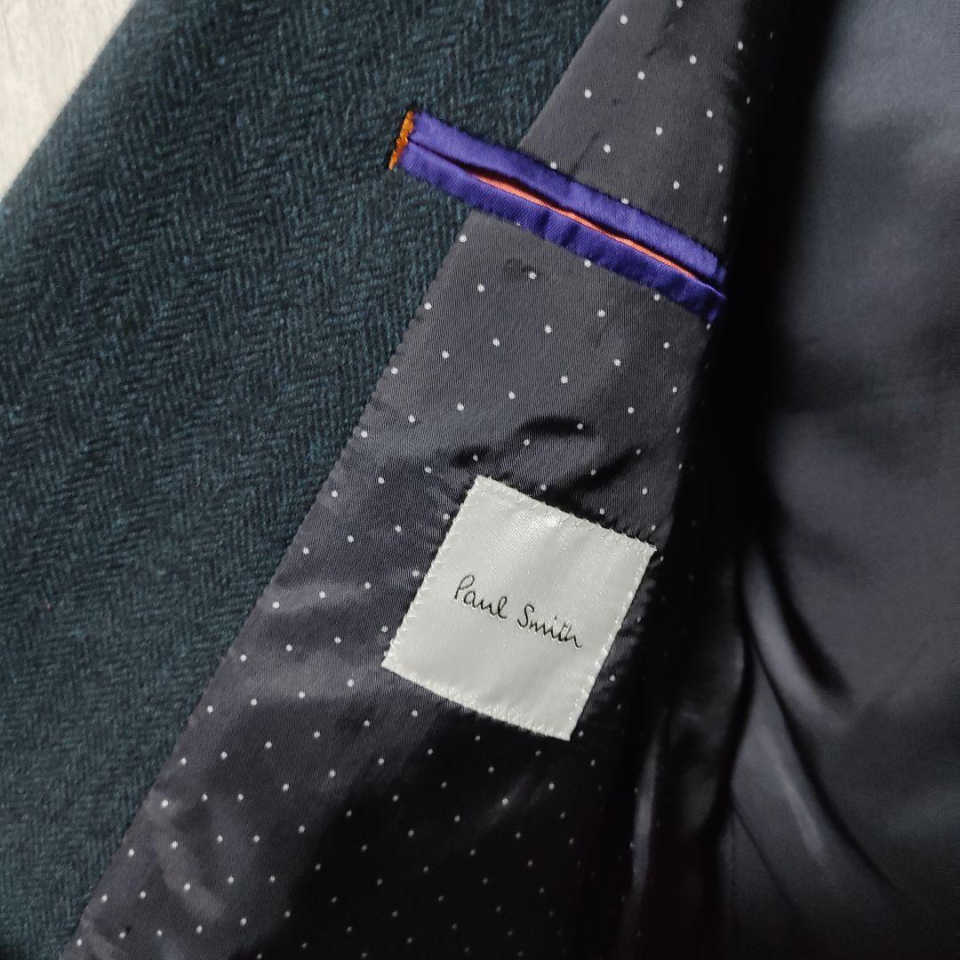 【現行】ポールスミス スーツ上下 セットアップ ヘリンボーン グリーン 緑