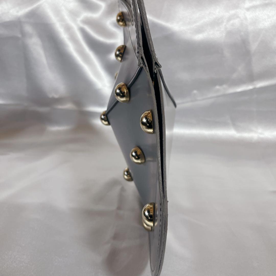 【新品未使用】Chieko＋ ハート型レザーバッグ｜グレー×ゴールドスタッズ