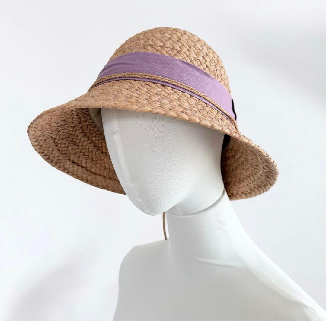 ヘレンカミンスキー ラフィアハット レベッカ ヌガー ジャカランダ ラベンダー