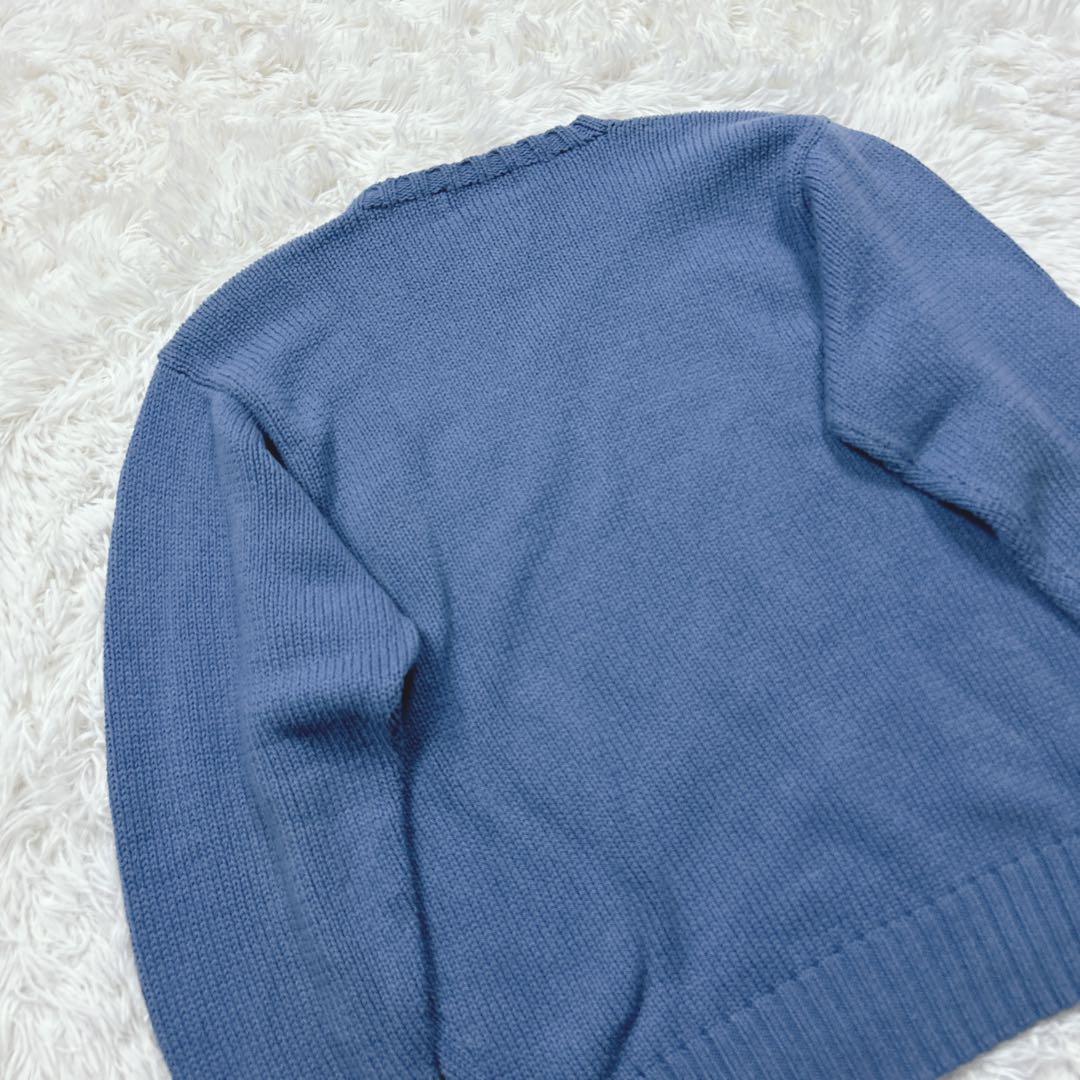 90s ポロバイラルフローレン　日本製　コットンセーター　ラピスブルー　M