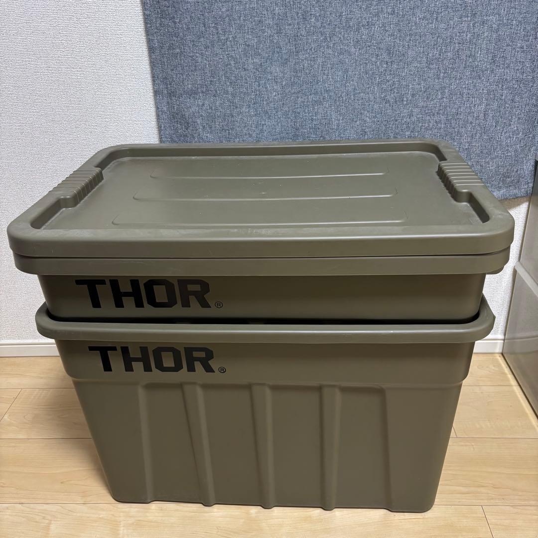 THOR 大容量収納ボックス オリーブグリーン　75Ｌ　2セット