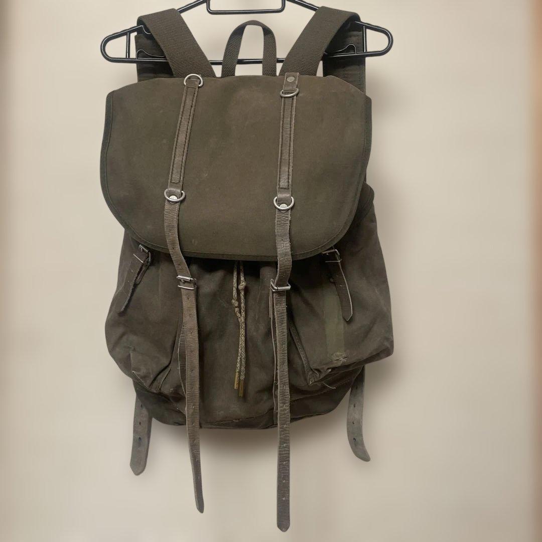 ドイツ軍　山岳部隊　バックパック　キャンバス　レザー　カーキ　ミリタリー