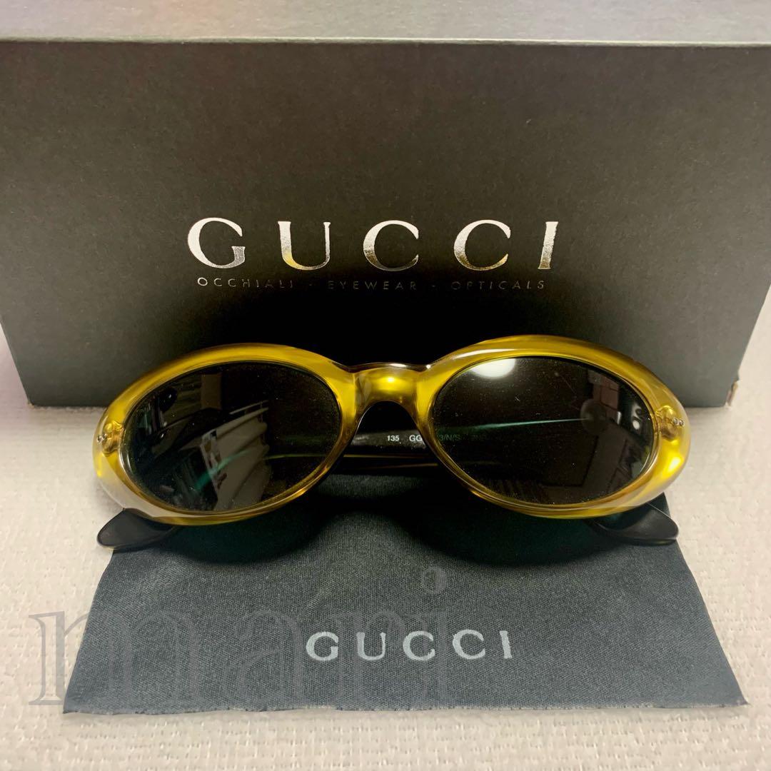 【GUCCI】 グッチ オーバルサングラス Gロゴ ユニセックス 極美品