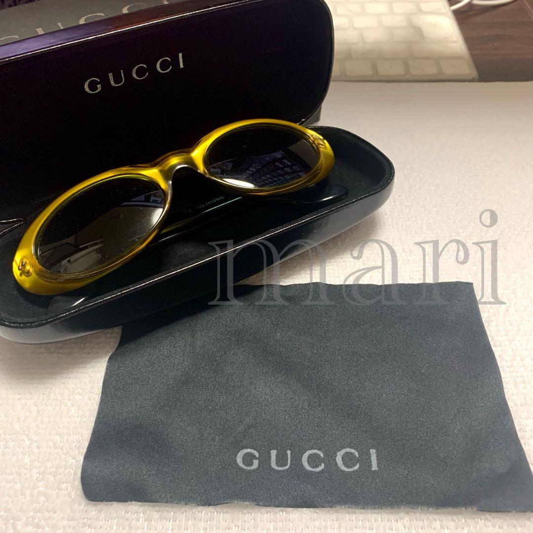 【GUCCI】 グッチ オーバルサングラス Gロゴ ユニセックス 極美品