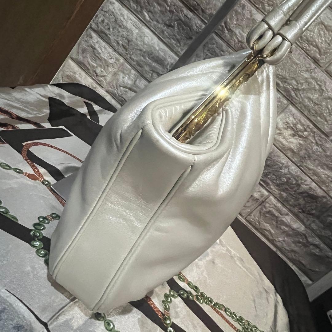 希少☆美品☆本革濱野皮革工藝 HAMANOがま口貴石 サンピエトロ ハンドバッグ