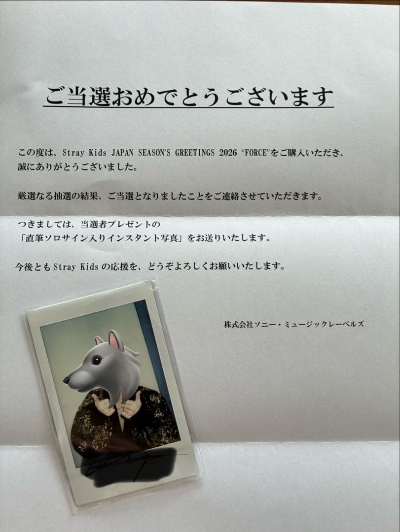 Stray Kids バンチャン　直筆サイン入りインスタント写真