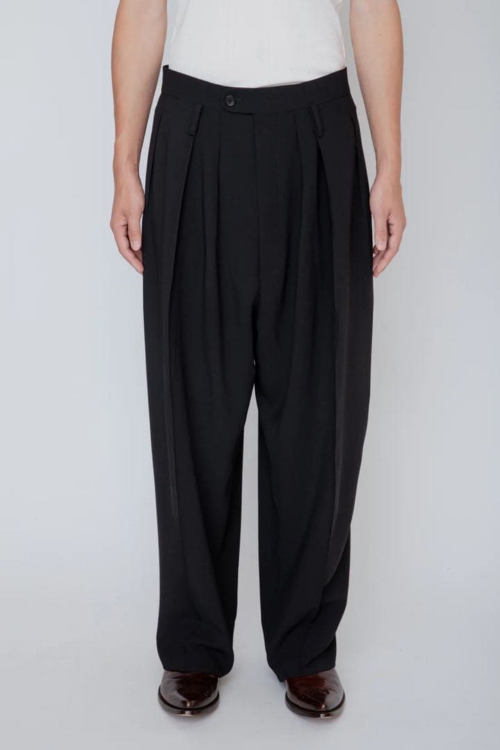 rainmaker 25AW メランジツイル3プリーツトラウザーズ　ブラック　4