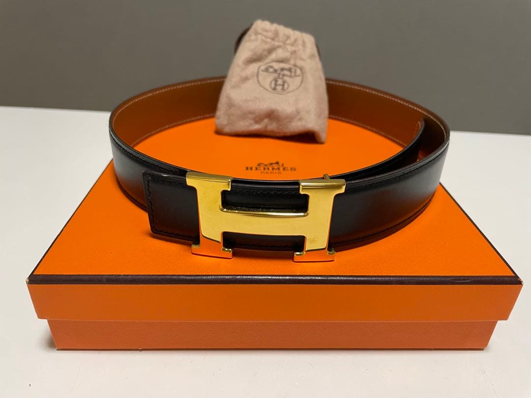 【美品】エルメス/HERMES レザーベルト H型バックル