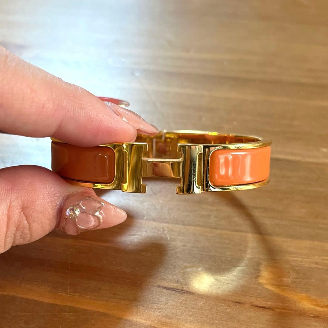美品　破格　エルメス クリッククラック バングル ゴールド オレンジ