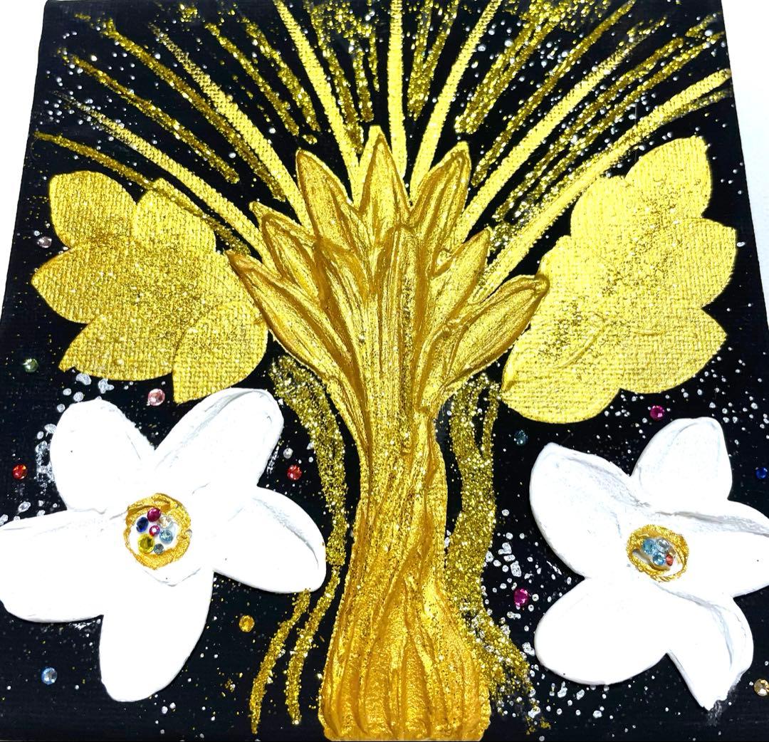 開運絵画　ソウルメイト　金の成る木　金箔　24金　龍神様　龍樹　インフィニティ