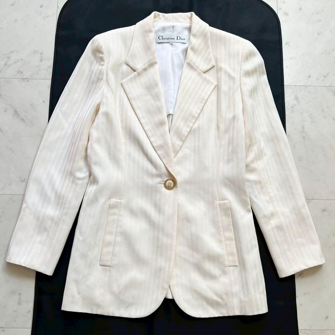 Christian Dior CDロゴボタン テーラードジャケット ストライプ
