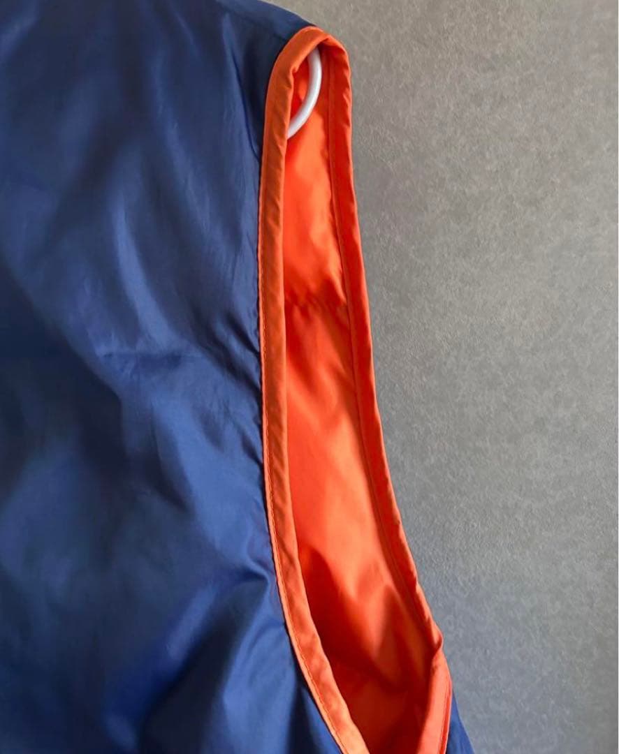 LL Beanネイビー オレンジ ダウンベスト リバーシブル アウトドアLサイズ