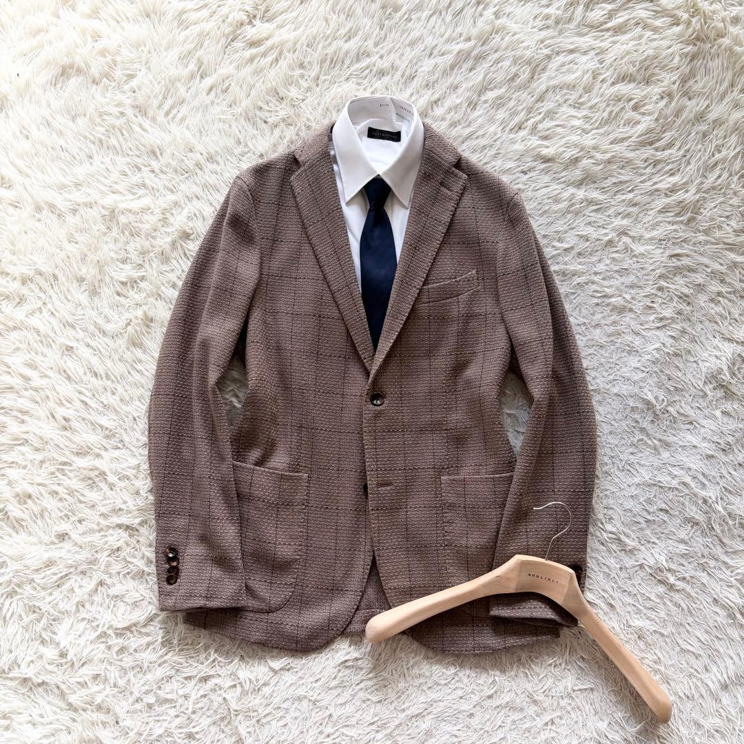 <極美品>BOGLIOLI K.JACKETカシミヤ ブラウンジャケット 48