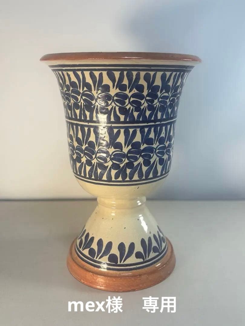 アンティーク　メキシコ　プエブラ タラベラ カップ型ポット