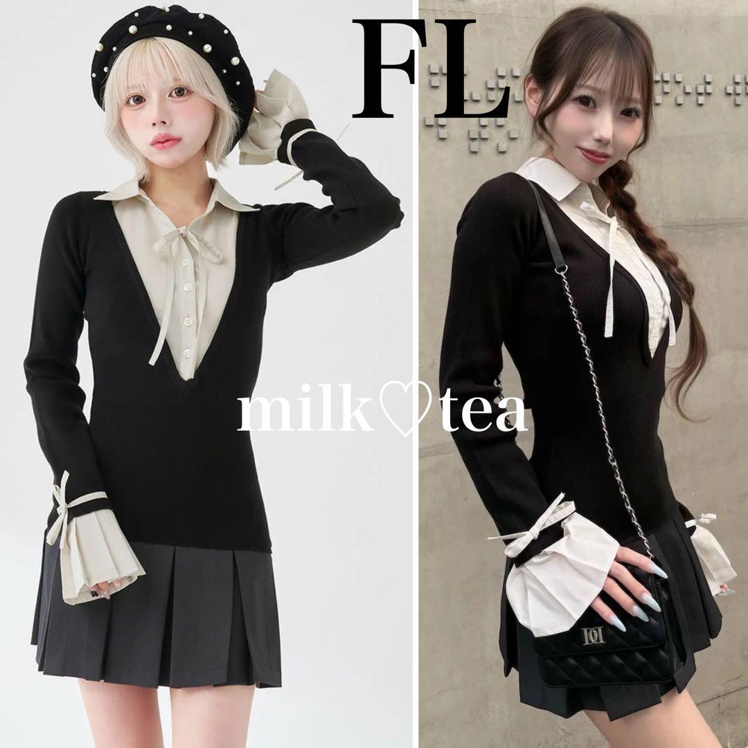 新品タグ付 ダーリッチ シャツドッキングプリーツミニワンピース ブラック フリー