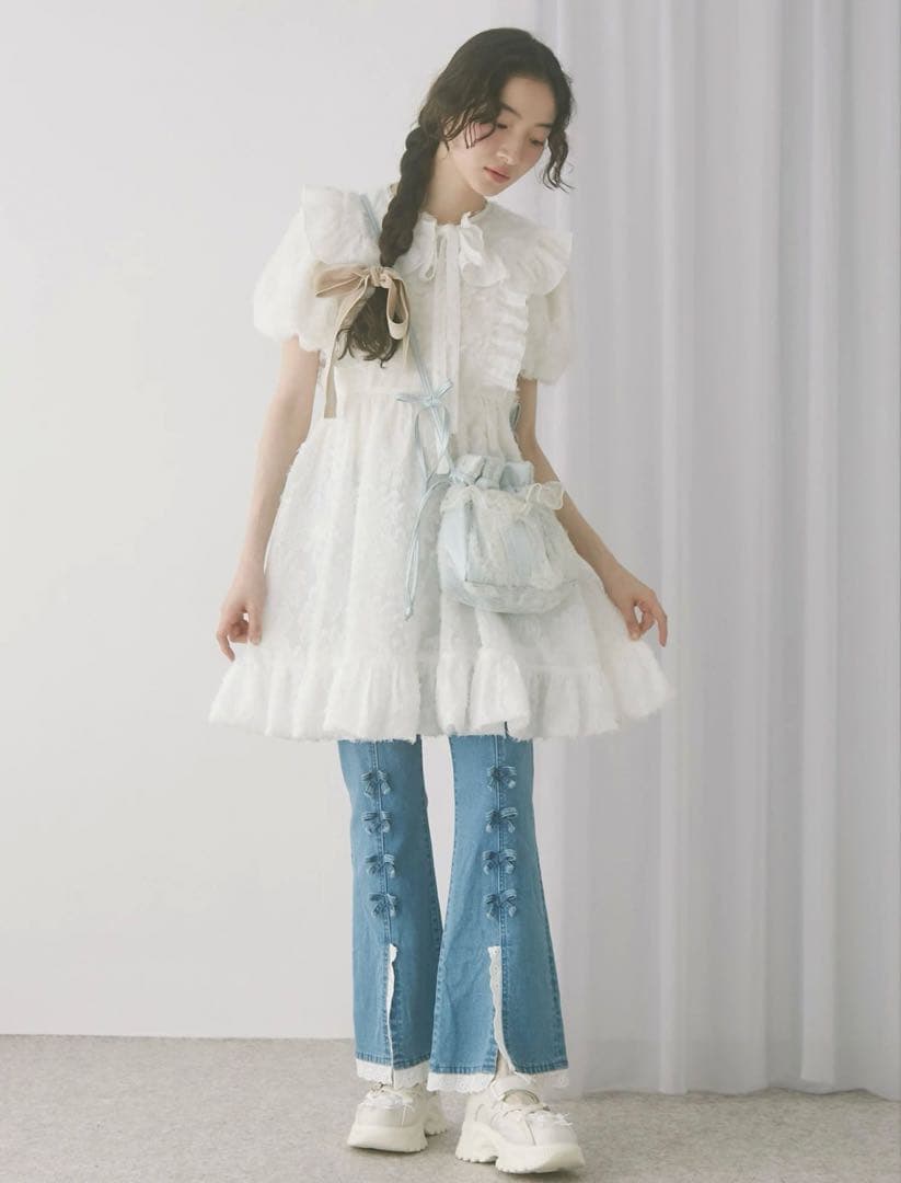 merry jenny メリージェニー　flowerジャガードミニワンピース