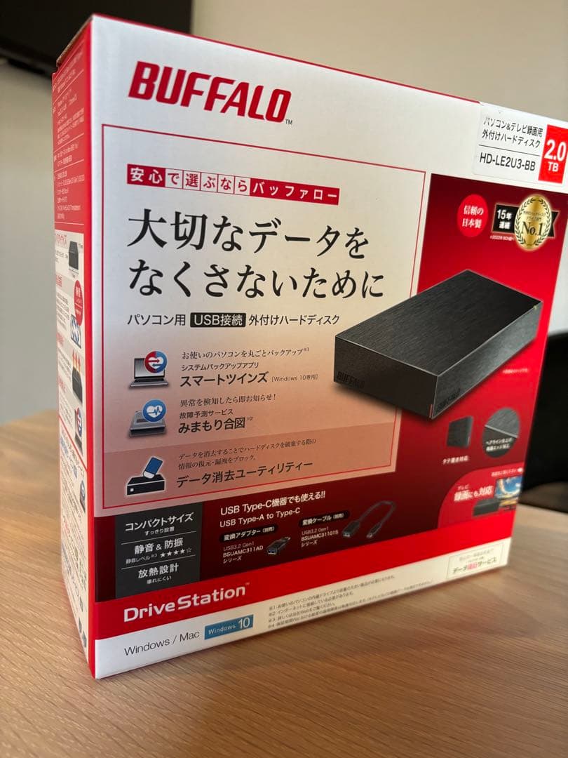 BUFFALO 外付HDD HD-LE2U3-BB 2TBブラック