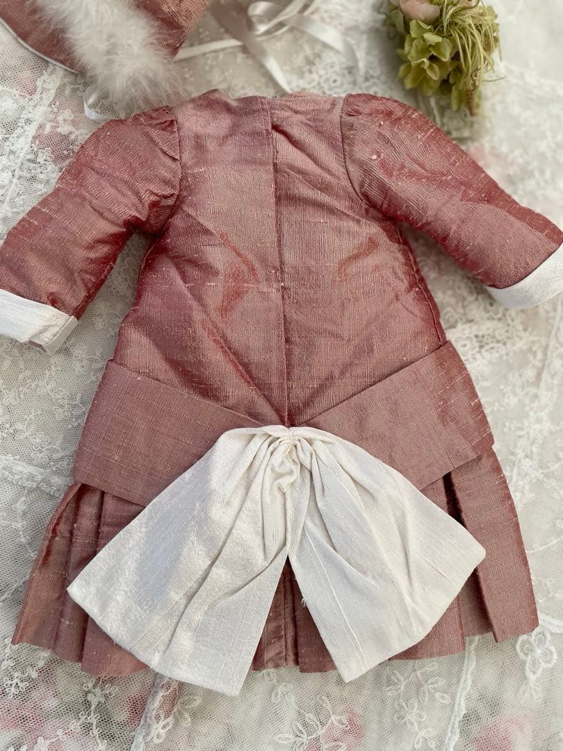 断捨離SALE品♡シルク アンティークビスクドールドレス ＆ ボンネット♡