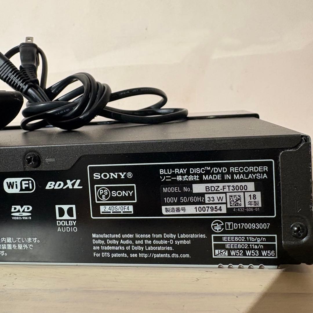SONY Ultra HD Blu-ray レコーダー　BDZ-FT3000