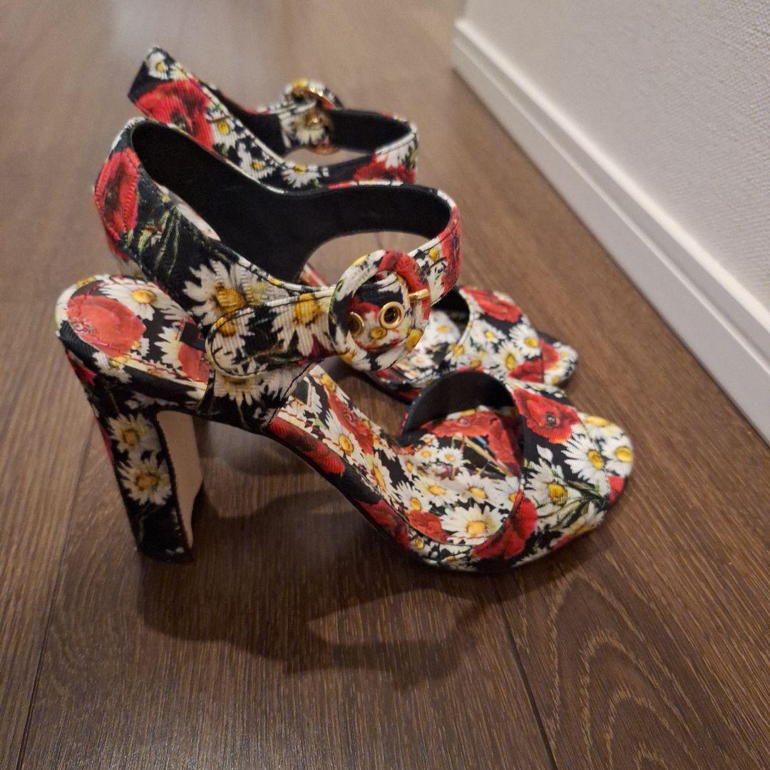 DOLCE&GABBANA 花柄 ヒールサンダル