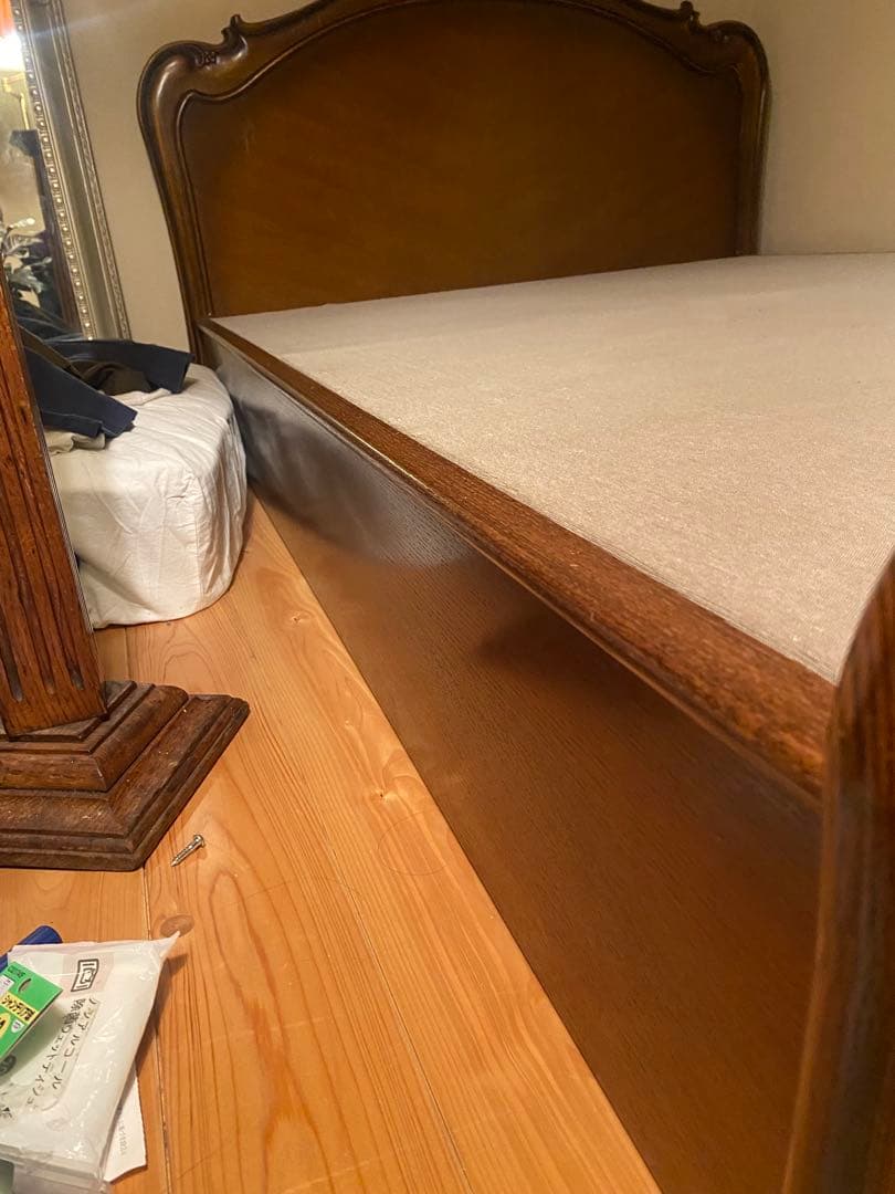 -antique-セミダブルベッドフレーム 木製 ヴィンテージ フレンチ レトロ