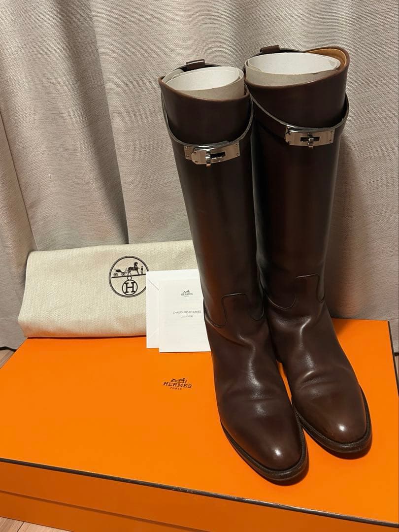 ロ*プ様 HERMES / ジャンピング ケリー シルバー金具 ブーツ / si