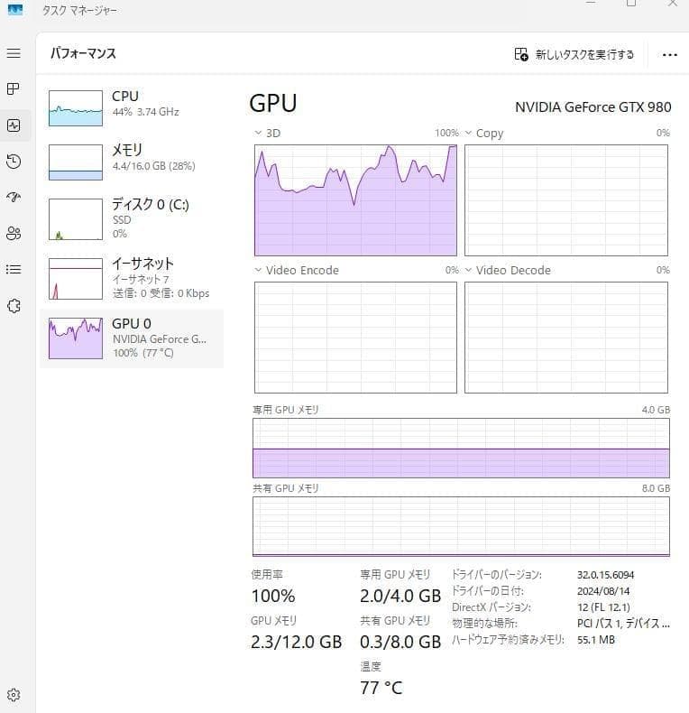 コンディション極上GTX 980 グラフィックボード 動作保証