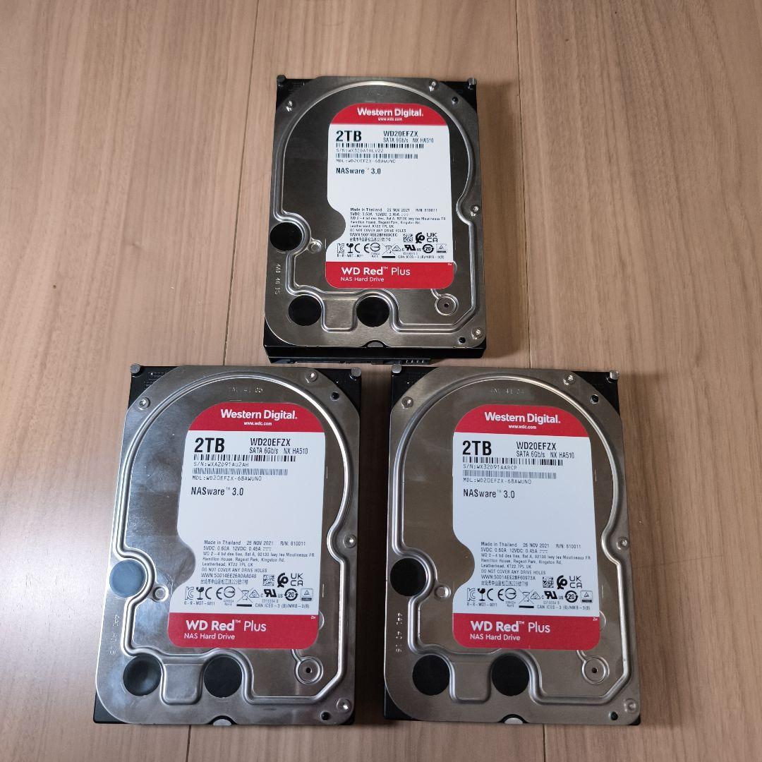 WD Red Plus 2TB WD20EFZX 3台セット