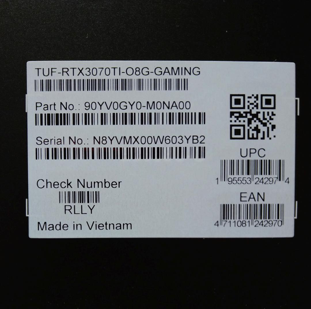 【美品中古】ASUS TUF Gaming GeForce RTX3070Ti