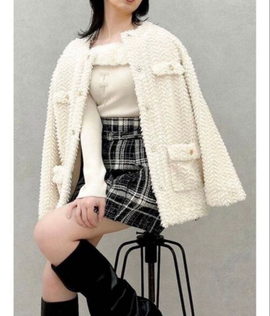 dazzlin ボアフレンチブルゾン オフホワイト