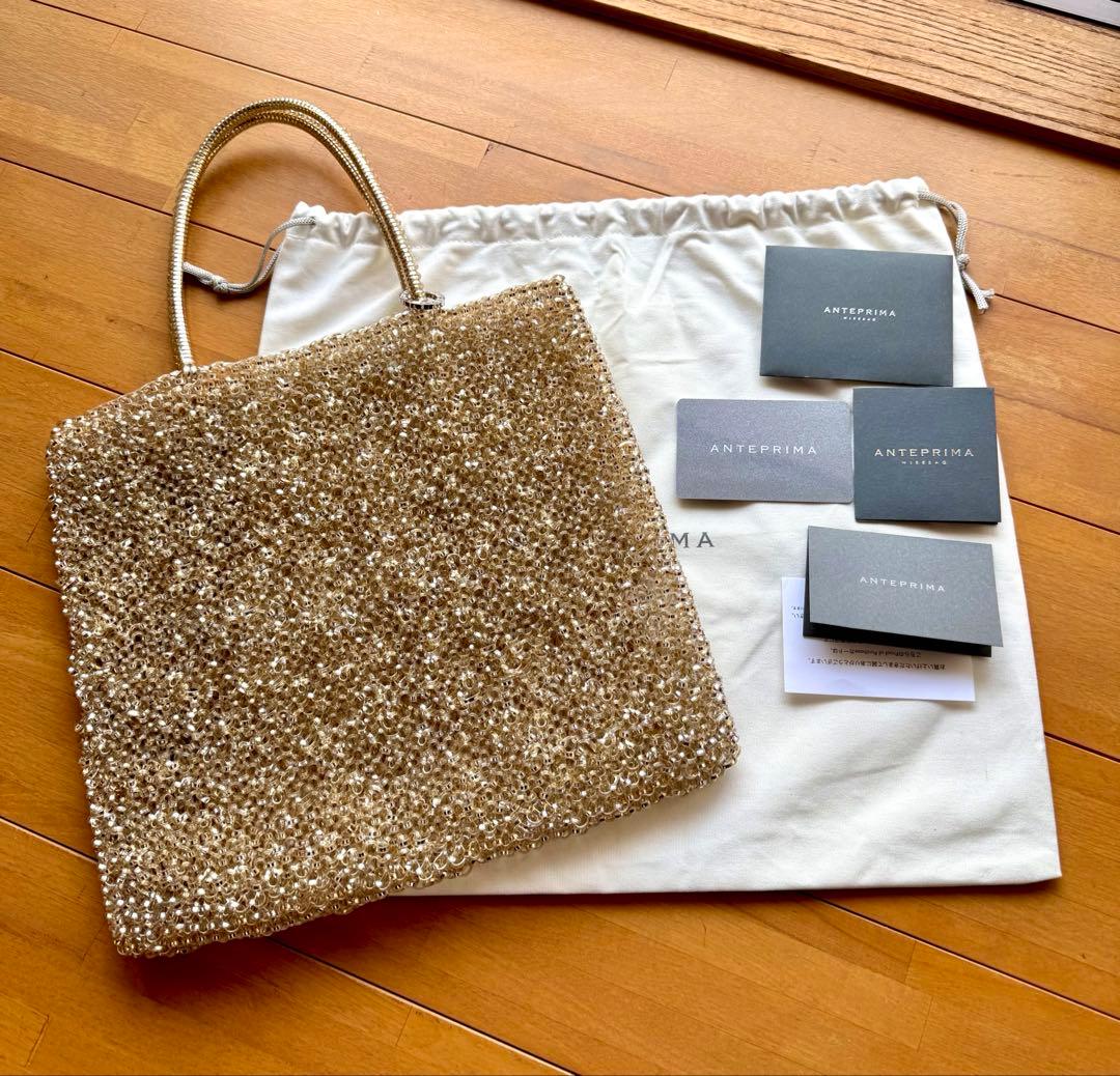 アンテプリマワイヤーバッグスタンダード スクエア ラージ シルバーゴールド