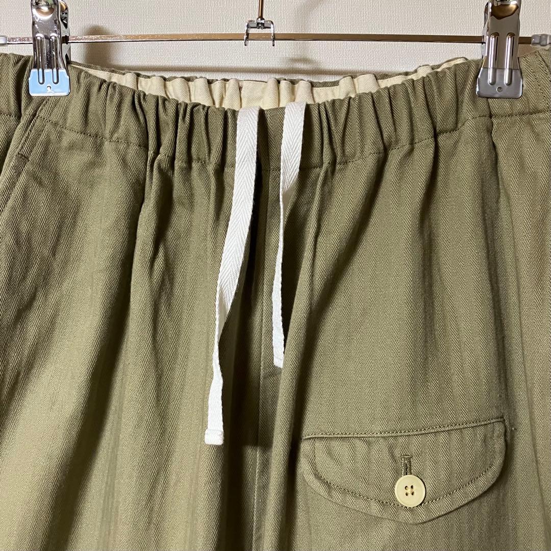 ゴーシュ スレンヘリンボン ワイドパンツ / カーキ