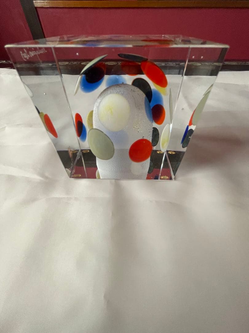 イッタラ（ ）カラフルドット模様のガラスアートブロック