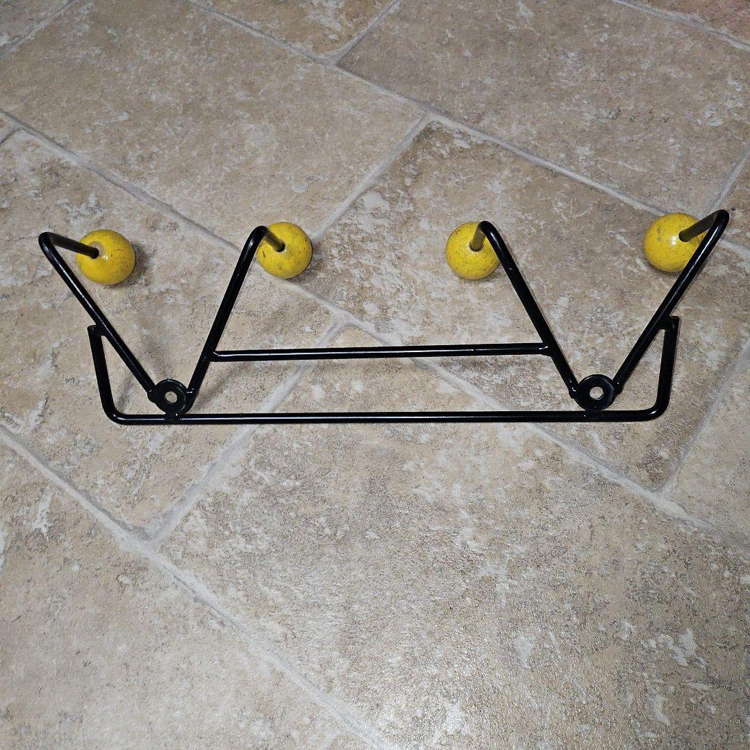 アンティーク モダン 1960S ヴィンテージ コートラック ウォールフック 黄