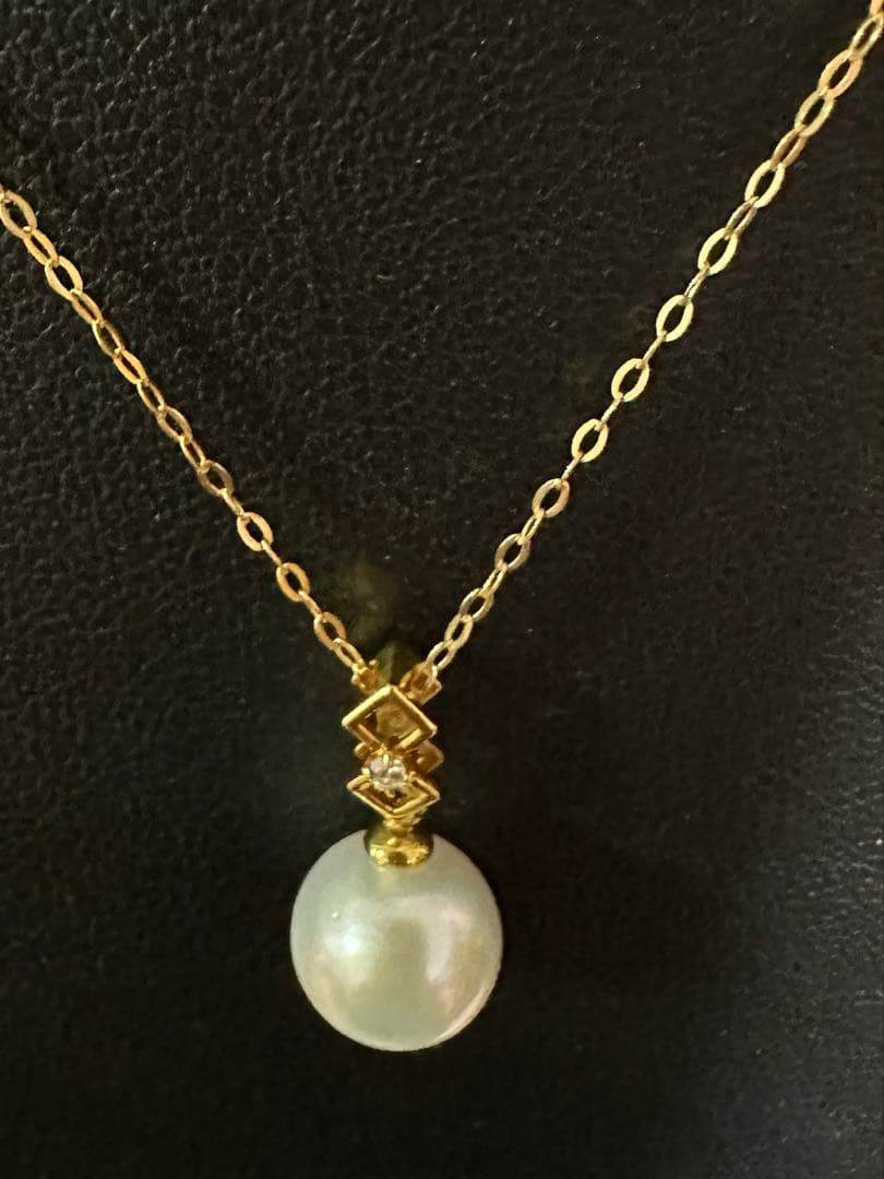 GSTVk18YGアコヤ真珠ペンダントトップダイヤモンド0.01ct未使用品