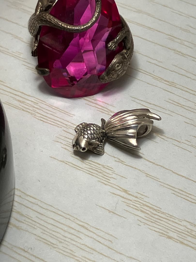 刻印 かすう工房 金魚 ペンダント トップ チャーム