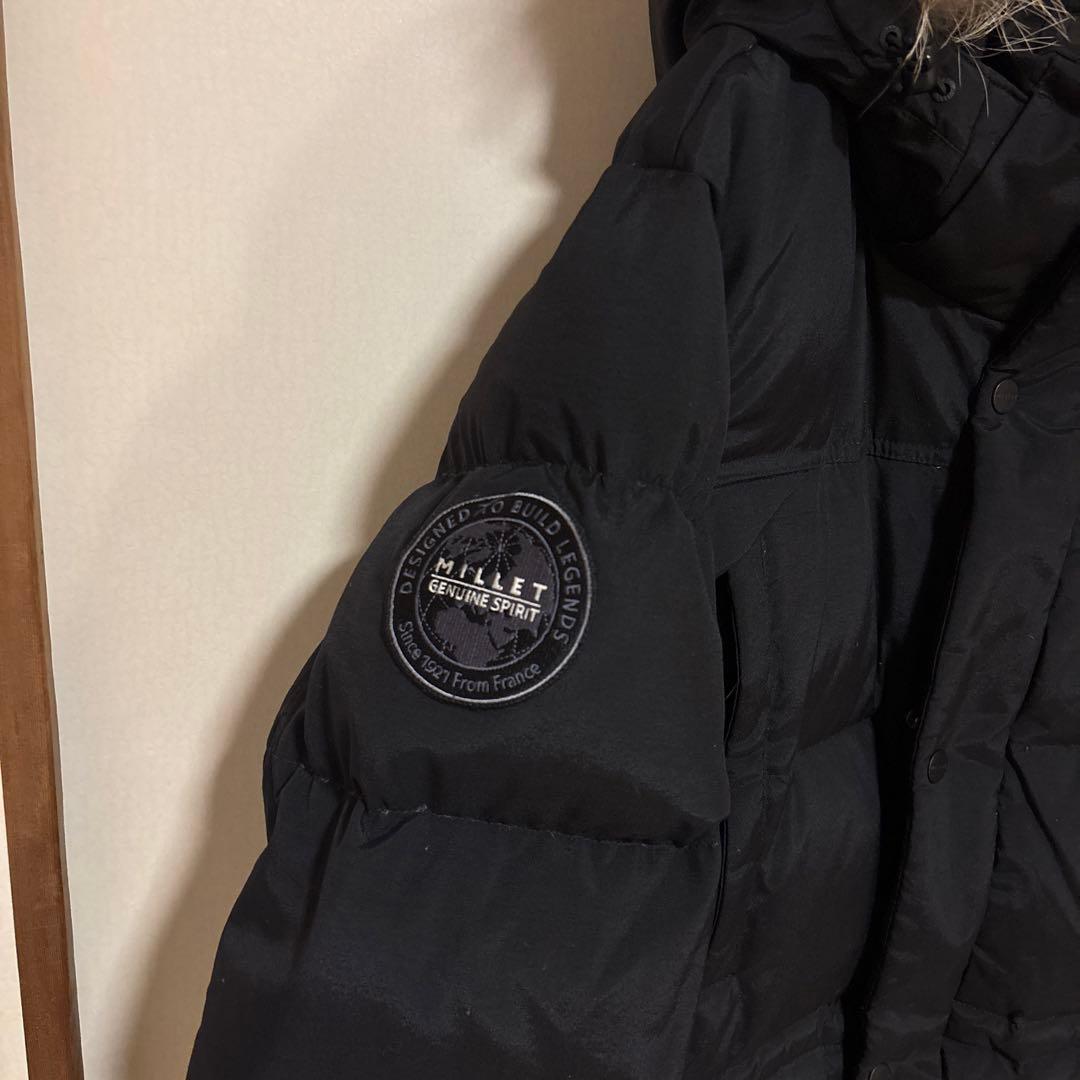 【美品】MILLET ミレー フードダウンジャケット メンズL 黒 ファー