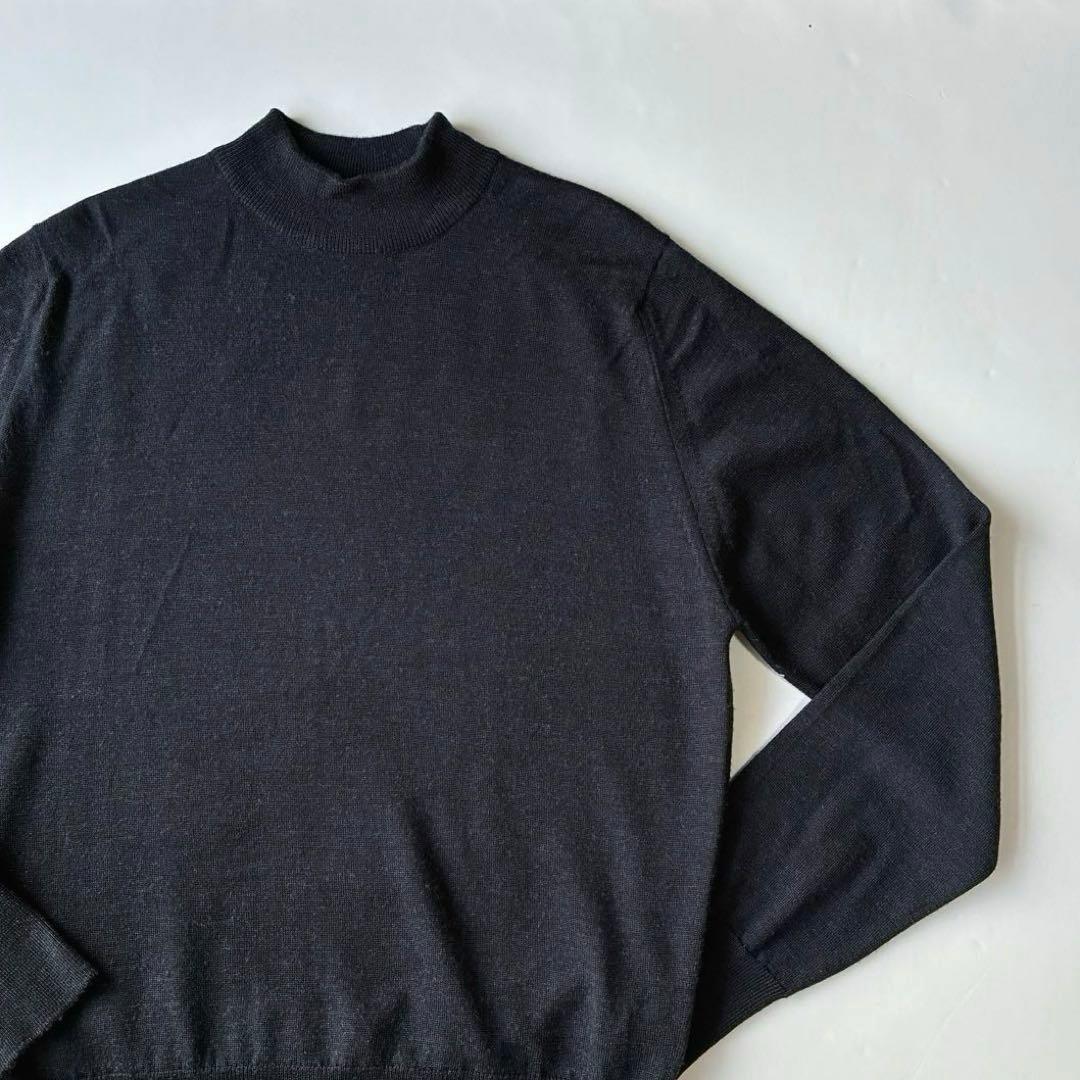 美品 英国製 JOHN SMEDLEY 30G モックネックニット セーター