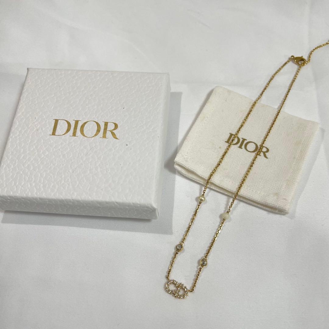 Dior ネックレス Clair D Lune ラインストーン ゴールド パール