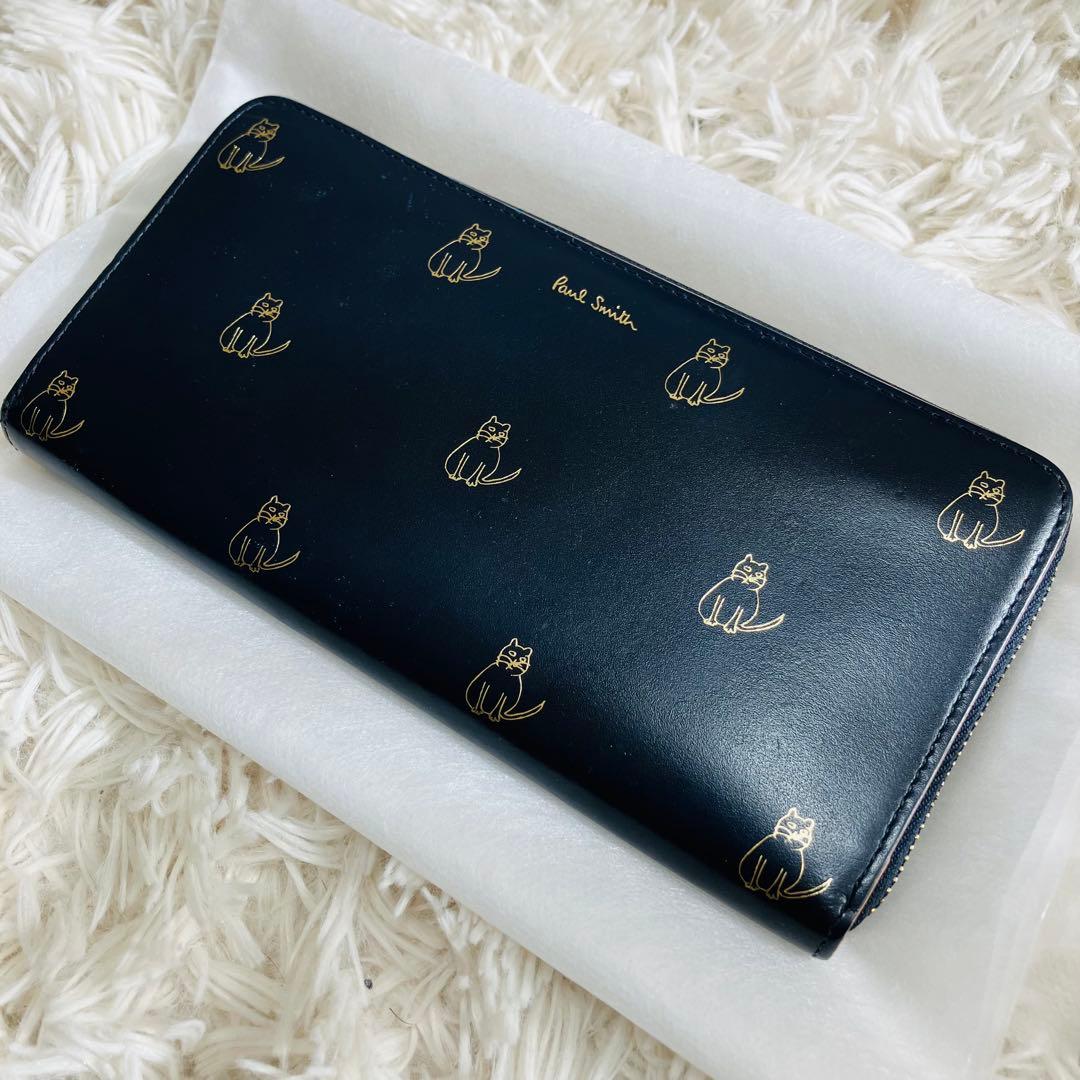 ポールスミス キャットドゥードゥル　ラウンドファスナー　長財布 猫　総柄