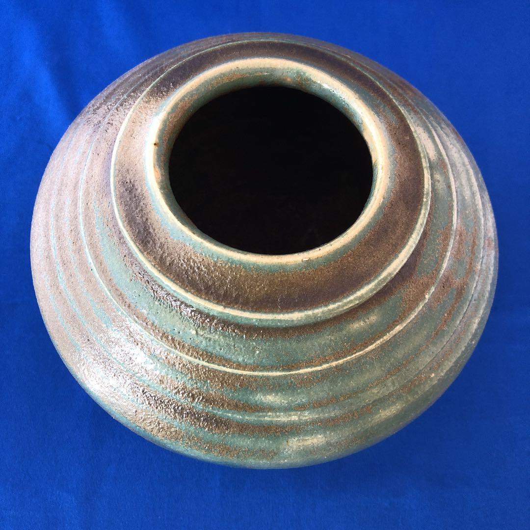 益子焼　濱田晋作　青釉花瓶