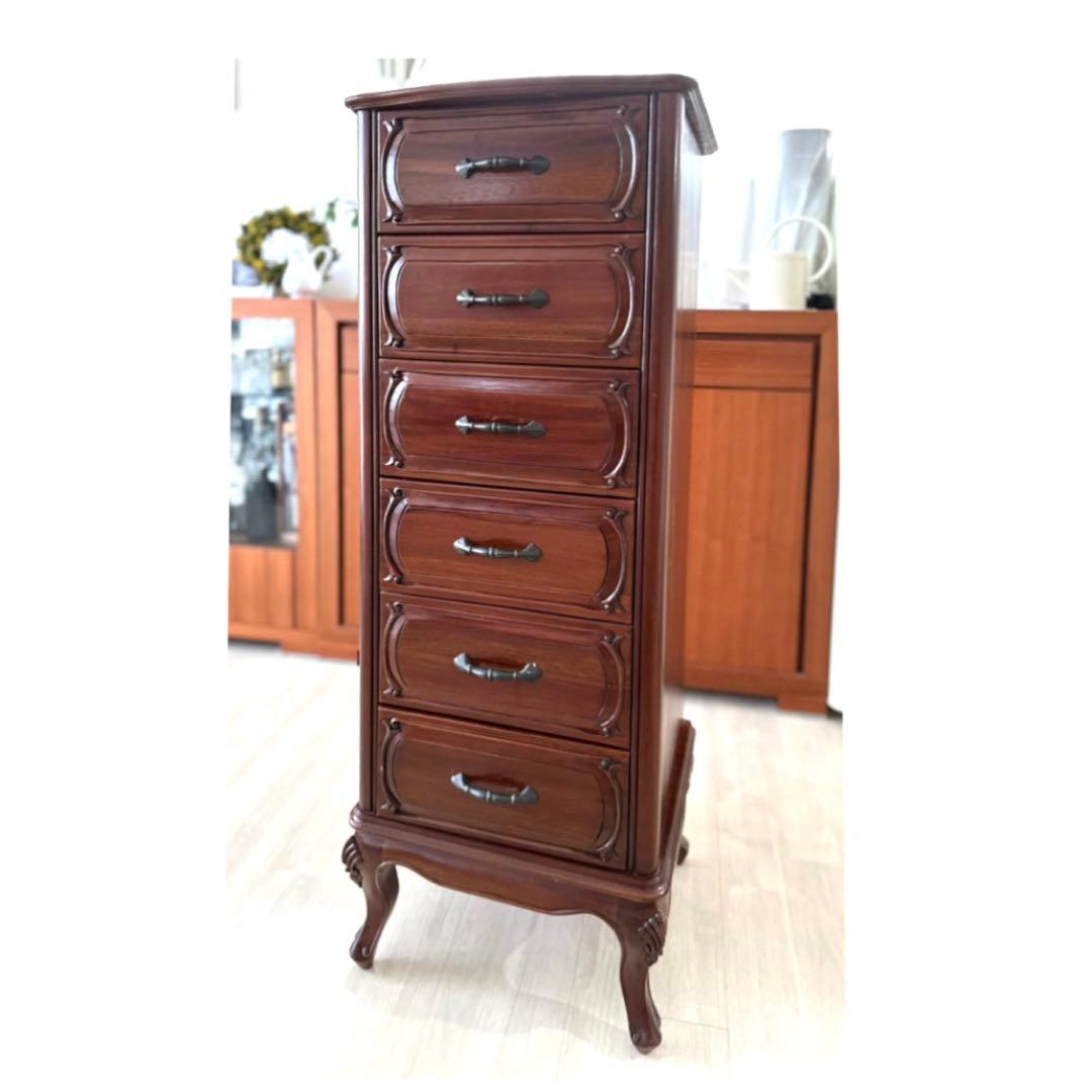 マホガニー　チェスト　6段 無垢材 ギギリビング 猫脚　木製 収納家具