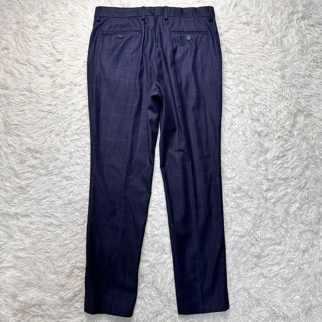 現行 極美品 ポールスミス ロロピ生地 光沢 セットアップ ネイビー 総裏 L