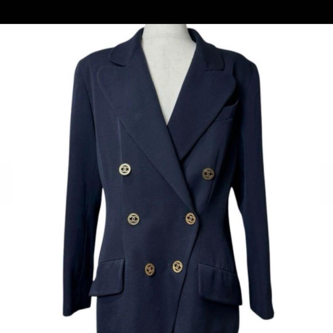 CHANEL ダブルブレストジャケット　黒　34 金ココマークボタン