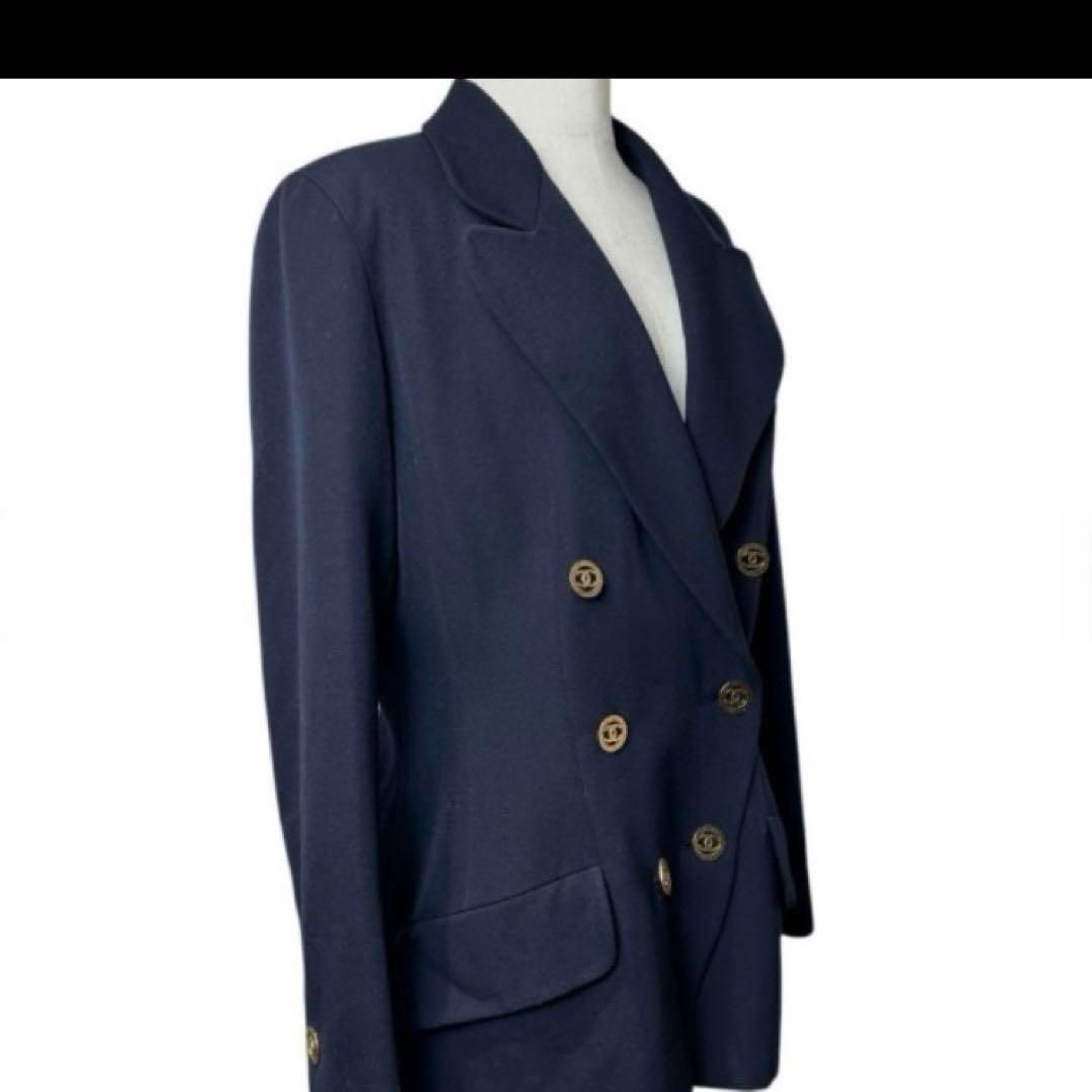 CHANEL ダブルブレストジャケット　黒　34 金ココマークボタン
