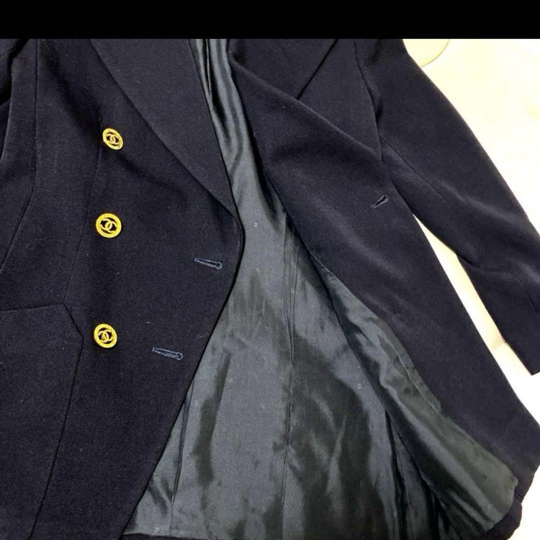CHANEL ダブルブレストジャケット　黒　34 金ココマークボタン