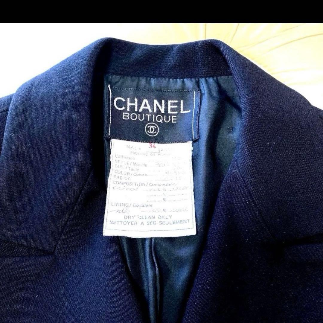 CHANEL ダブルブレストジャケット　黒　34 金ココマークボタン