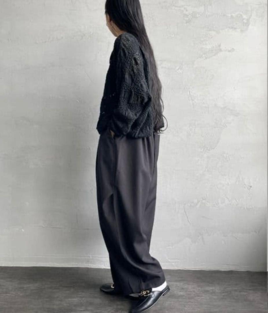 美品mizuiro ind ワイドカーゴパンツ イージー ミズイロインドブラック