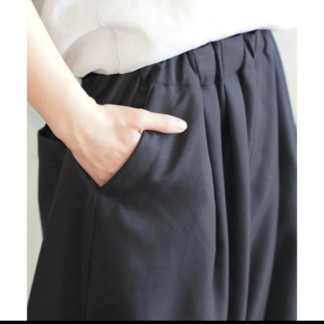 美品mizuiro ind ワイドカーゴパンツ イージー ミズイロインドブラック