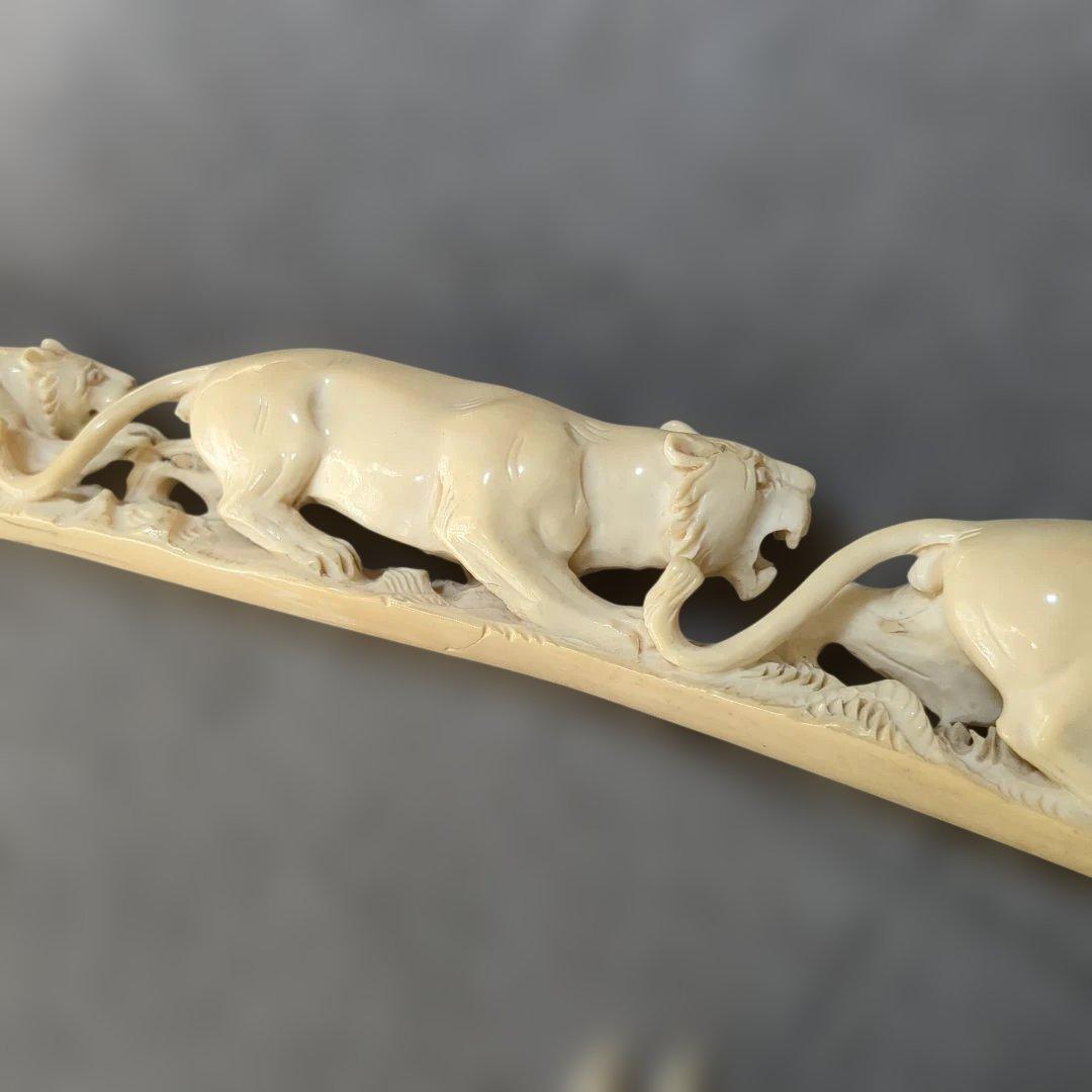 象牙風 虎 象 置物セット